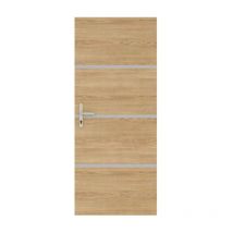 Kit rénovation porte décor chêne et profilés gris alu Adhésif