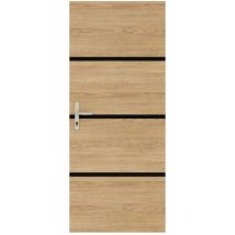 Kit rénovation porte décor chêne et profilés noirs Adhésif