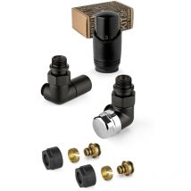 Kit robinet d'ameublement noir et chromé avec vanne thermostatique à droite APM 135KNN 015 m 16 12 Noir