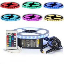 Ruban Professionnel 5050 - 60 LED/m - 5 mètres rgb étanche (IP67) Longueur: 5 mètres - Transformateur: Alimentation Inclus - Controleur