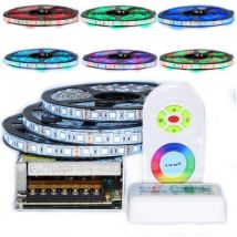 Sysled - Kit ruban Professionnel 5050 - 60 LED/m - 15 mètres ( 3x5m )rgb anti-éclaboussure (IP65) avec contrôleur radio et transformateur Longueur: