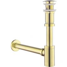 Kit – Siphon avec Bonde avec Trop-plein pour Lavabo Or Brossé, Laiton Universel Design Siphon Anti-Odeur, 1 1/4 Syphon Sifon Largeight