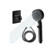 Alovez - Kit soffione doccia ad alta pressione, Eco, 6 modalità di getto, soffione doccia anticalcare, facile da installare (Nero)