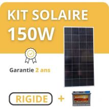 Kit Solaire Rigide + Batterie - Camping Car / Bateau / Tiny House 150W