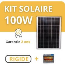 Kit Solaire Rigide + Batterie - Camping Car / Bateau / Tiny House 100W