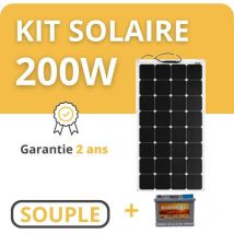 Helios - Kit Solaire Souple + Batterie - Camping Car / Bateau / Tiny House 200W