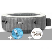 Intex - Kit spa gonflable PureSpa Baltik rond Bulles 6 places + Kit d'entretien + Aspirateur