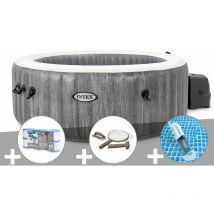 Intex - Kit spa gonflable PureSpa Baltik rond Bulles 4 places + 6 filtres + Kit d'entretien + Aspirateur