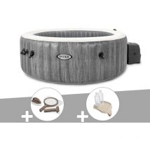 Intex - Kit spa gonflable PureSpa Baltik rond Bulles 4 places + Kit d'entretien + Porte-verre