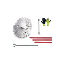 Kit Spazzacamino Pulizia Canne Fumarie 8 Metri con Scovolo in Acciaio 20 cm con Guanti in OMAGGIO