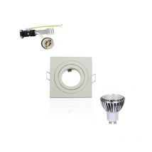Superled - Kit Spot led GU10 5W cob équivalent 50W carré Dimmable orientable Blanc Froid - Support spot encastrable carré orientable brossé perçage