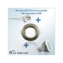 Kit Spot led GU10 5W cob équivalent 50W Blanc Chaud - Rond intérieur carré orientable alu perçage 68mm SUP-6033A