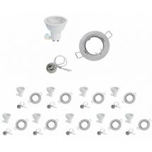 Kit Spot led GU10 encastrable 8W Orientable Rond - Pack de 10 / Blanc Chaud / Blanc Silumen