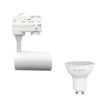 Kit Spot led sur rail 80° Triphasé Blanc + Ampoule led GU10 8W -