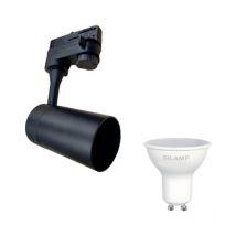 Kit Spot led sur rail 80° Triphasé Noir + Ampoule led GU10 5W -
