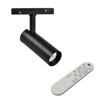 Silumen - Kit Spot led sur Rail Magnétique 48V 12W Dimmable Orientable Noir + Télécommande - Blanc Chaud