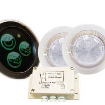 Steamtec - Kit Spots 110mm ø rgb IP68 étanche encastrable + bouton, système de contrôle de spots et transformateur