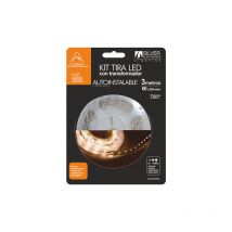 Kit Strip Led 3m 12v 4,8w/m Light Warm 3000k Ip20 Comprend une alimentation et un variateur de couleur unique De 230vac 240326