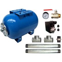 Aquasystem - Kit Surpresseur Eau Horizontal 50l - 1' Avec Pressostat Et Manomètre