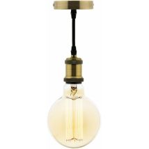 Kit Suspension Vintage Avec Câble Textile Et Ampoule Filament Carbone Petit Globe - Zenitech