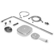 Colonne de Douche en Acier Inoxydable - Ovale - avec Buses Anti-calcaire - Pommeau de Douche à Effet Pluie - ø 205 mm - Douchette á Main - Tuyau de