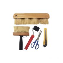 Cogex - kit à tapisser - 5 pièces - brosse à maroufler et à encoller - ciseaux et cutter - roulette - 1 brosse à encoller, 1 bro