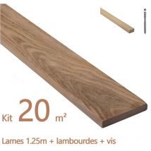 Kit terrasse complet en bois exotique cumaru avec Lambourde et vis - lot : 20m² - Longueur de lame : 1250 mm