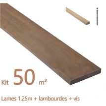 Kit terrasse complet en bois exotique ipe avec Lambourde et vis - lot : 50m² - Longueur de lame : 1250 mm