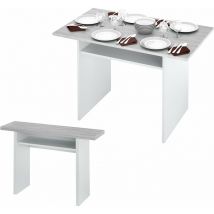 Tavolo Consolle - 35/70X120X75H Cm - Bianco/Grigio Cemento