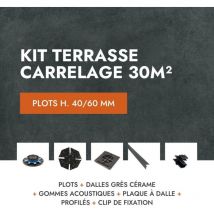 Kit Terrasse carrelage 30m² - Aspect Béton Glocal Absolute 60x60 cm - Mirage - 40/60 mm