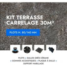Kit Terrasse carrelage 30m² - Aspect Pierre Quarziti 60x60 cm - Mirage - 80/140 mm