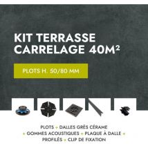 Kit Terrasse carrelage 40m² - Aspect Béton Glocal Absolute - 60x60 cm - Mirage - 50/80 mm