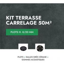 Kit Terrasse carrelage 50m² - Aspect Béton Glocal Absolute - 60x60 cm - Mirage - 8/20 mm