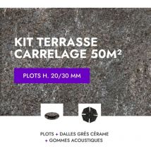 Kit Terrasse carrelage 50m² - Aspect Pierre Quarziti - 60x60 cm - Mirage - 20/30 mm