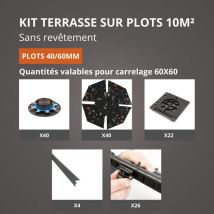 Jouplast - Kit Terrasse sur Plots Sans Revêtement 10M² - Finition Gris Anthracite - 40/60 mm