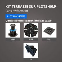 Jouplast - Kit Terrasse sur Plots Sans Revêtement 40M² - Sans Profilé - 80/140 mm
