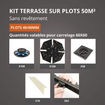 Jouplast - Kit Terrasse sur Plots Sans Revêtement 50M² - Finition Blanc Perle - 40/60 mm