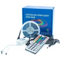 Ilumstore - IluminaShop - Kit Tira led 35W 12V 150LED IP20 rgb con Mando y Fuente de Alimentacion (5 metros) rgb