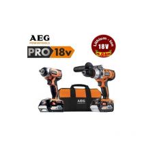 AEG - Kit Trapano avvitatore a batteria c/percussione + Avvitatore a batteria ad impulsi 18V Litio JP18JLI-402B