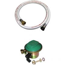 Kit Tuyau Flexible De Gaz 1.5 M À Embouts Mécaniques + Détendeur Quick-on Ø20mm Butane 28mbar 1.3kg/h. Raccord Rapide – Normes Nf