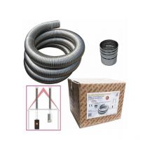 Cheminee Kit tube flexible inox 316 3 m diametre 80 mm interieur lisse conforme a la norme ce en 1856 2 conduits