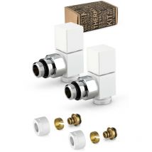 Kit valvole d'arredo a squadra colore bianco e cromo con attacco a compressione APM 207KB 015 m 16 12 Bianco