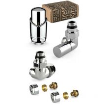 Kit valvole d'arredo colore cromo con valvola termostatizzabile a sinistra e raccordo per tubi multistrato APM 130KC 015 m 16 12 Cromo