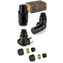Kit valvole d'arredo colore nero e cromo con valvola termostatizzabile a sinistra APM 130KNN 015 r 12 Nero