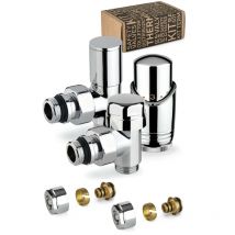 Kit valvole d'arredo termostatizzabili colore cromo con raccordo per tubo multistrato APM 100KC 015 m 16 12 Cromo
