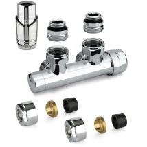 Kit vanne thermostatique h carrée couleur chrome avec adaptateur pour tuyaux en cuivre APM 343KC 015 r 12 Chromé