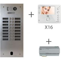 Kit vidéo préprogrammé 2VOICE platine et moniteurs 2 rangée 16 boutons Urmet KV83/216