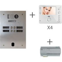 Kit vidéo préprogrammé 2VOICE platine et moniteurs 2 rangée 4 boutons Urmet KV83/204