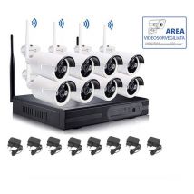 Kit videosorveglianza wireless 2MPX nvr 8 canali 8 telecamera wireless