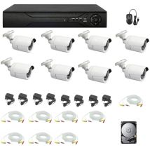 Kit videovigilancia 8 cámaras ahd 5 mpx disco duro 1 tb cables dvr 8 ch